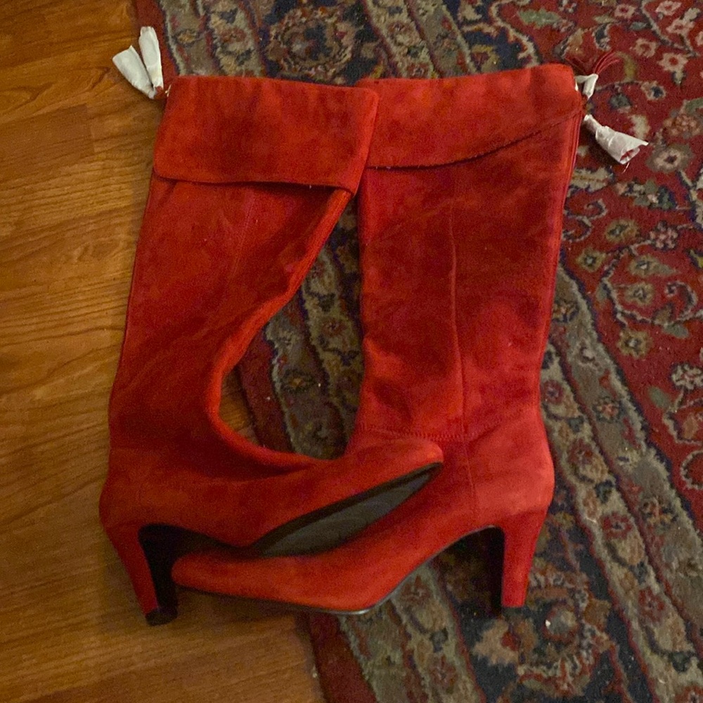 BANDOLINO Cherry Red Suede Westside Knee High Boots